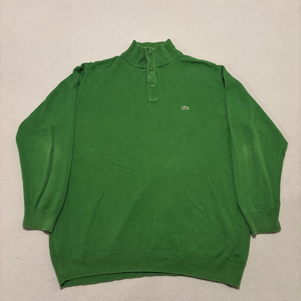 Lacoste Sweatshirt Sweater Green 1/4 Quarter Zip Outdoor Fall‎ Size 8 XLarge